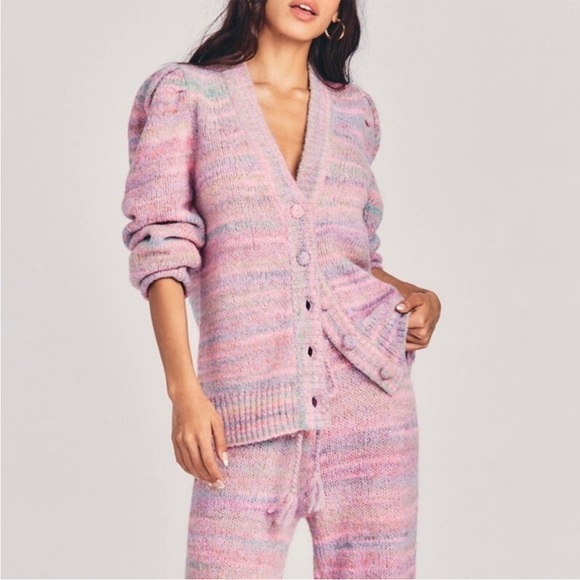 Love Shack Fancy - Wilford Boyfriend Cardigan in Pink Cloud - Picture 7 of 14